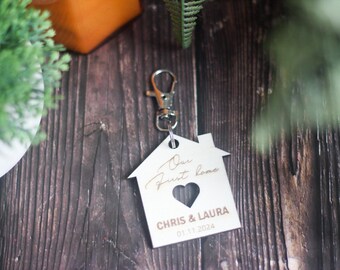 Personalised New Home Wooden Keyring - housewarming gift, customisable