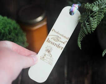 Professional Book Hoarder Wooden Bookmark - funny bookmark, bookish gift, present for reader, library lover