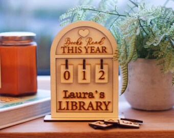 Personalized Book Tracker Sign - Basswood Reading Log, Book Lover Gift