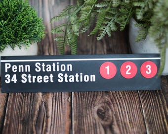 Personalised New York Subway Sign | Custom Train Station Name, Metro Style Plaque, Kids Train Bedroom Decor, Man Cave Gift