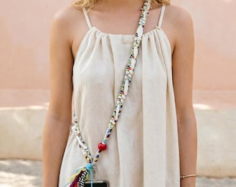 Boho Phone Lanyard, Crossbody Phone Strap, Colourful Woven Mobile Lanyard, Tassel Phone Charm, Gift for Her