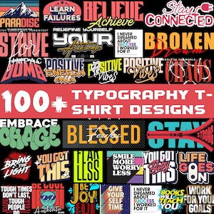 100+ Typography T-shirt Bundle Collection, pod T-Shirt design,png,svg for dtg,dtf and Sublimation Print, streetwear typography, urban