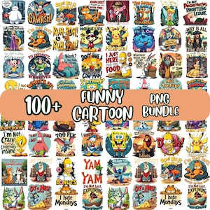 Funny Cartoon Character Png Bundle, Retro Cartoon Png, Princess Png, Dis-nei Cartoon Png, Sublimation Design, Cartoon Character Png