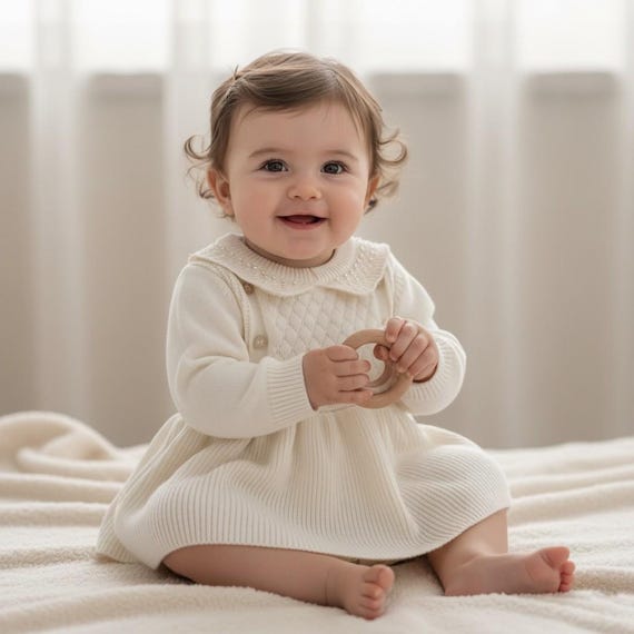 Baby Girl Knit Romper – Newborn Outfit, Toddler Knitwear, Baby