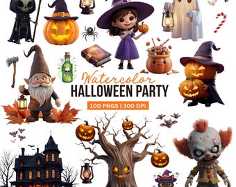 Halloween Clipart PNG Bundle: 100 Spooky Designs (Digital Download)