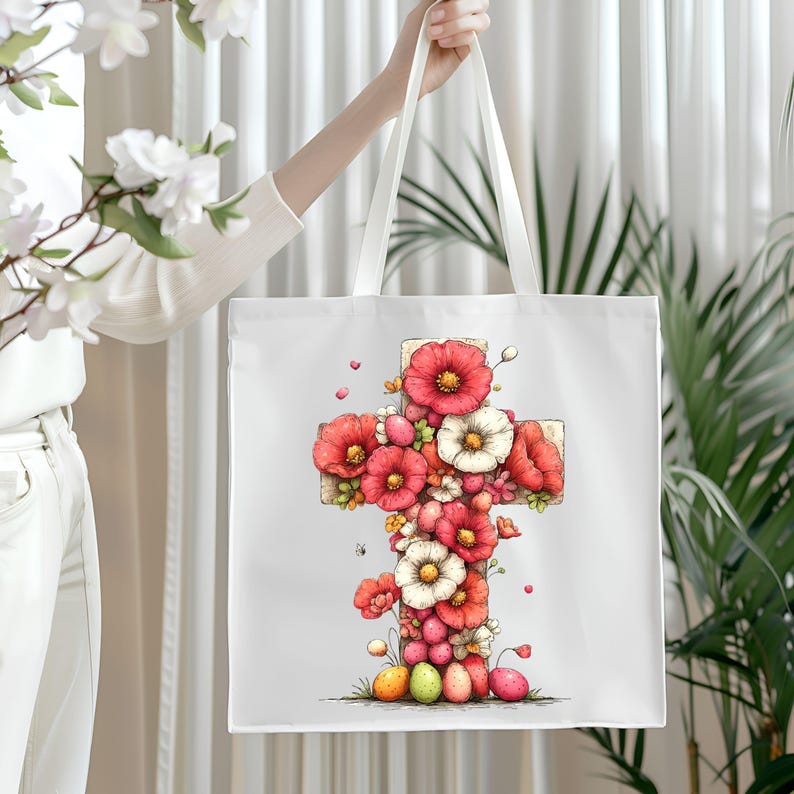 Floral Easter Cross Clipart: Watercolor Christian Spring Graphics ...