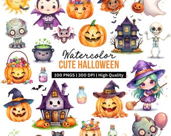 Halloween Clipart Bundle, Spooky PNG Stickers (Digital Download)