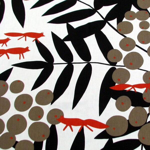 Sour Said The Fox -Cotton Fabric By Yard- Scandinavian Design- For Curtains, Roman Blinds, Pillow covers etc.