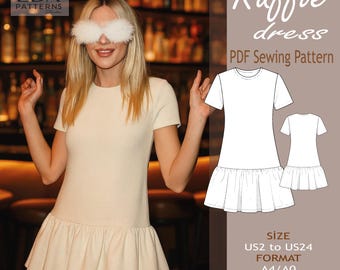 Patrón de costura para vestido con volantes / Vestido mini fácil de hacer (Descargar PDF)