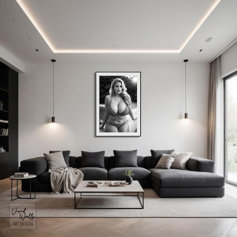 art-print-poster-bikini-girl-poster-plus-size-girl-etsy