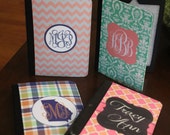 iPad mini folding protective portfolio case with your chosen design and monogram. Many designs available.