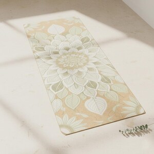 Sage Green Mandala Yoga Mat, Eco-Friendly Natural Rubber