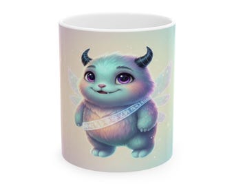 Lumi Pastel Fantasy Mug, Cute Chibi Guardian Coffee Cup, Magical Aesthetic Gift for Her, Kawaii Collectible Drinkware