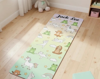 Personalisierte Kinder Yogamatte - Niedliches Tier Design - Individuelle Kinder Yogamatte - Lustiges Geschenk für Kinder