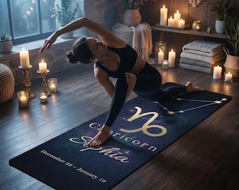 Skorpion Yogamatte, personalisierte Astrologie Yogamatte, Sternzeichen Geschenk für sie, spirituelle Meditationsmatte, Skorpion Geburtstagsgeschenk