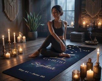 Zwillinge Yogamatte, personalisierte Astrologie Yogamatte, Sternzeichen Geschenk für sie, spirituelle Meditationsmatte, Zwillinge Geburtstagsgeschenk