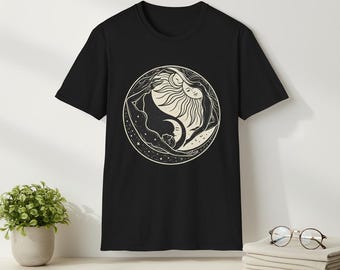 Sonne und Mond Shirt, Yin Yang T-Shirt, himmlisches grafisches T-Shirt, spirituelles Boho Shirt, minimalistisches Line Art Shirt, Vintage ästhetisches T-Shirt