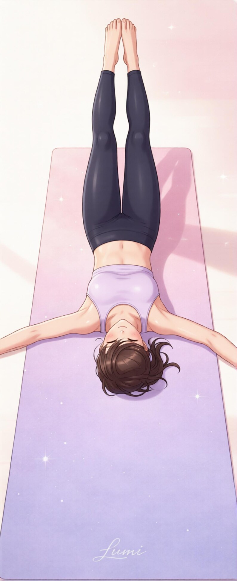 Pastel Pink & Lavender Yoga Mat, Gradient Pilates Design image 10