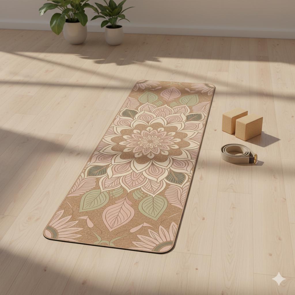 Mandala Suede Yoga Mat - Non Slip Natural Rubber Base - Aesthetic Boho ...