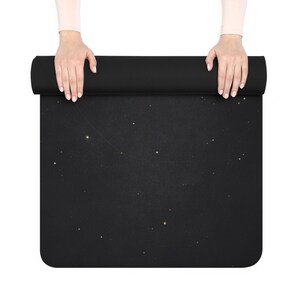 Black Celestial Yoga Mat – Gold Moon Phases, Astrology Workout Pilates (3mm) image 8