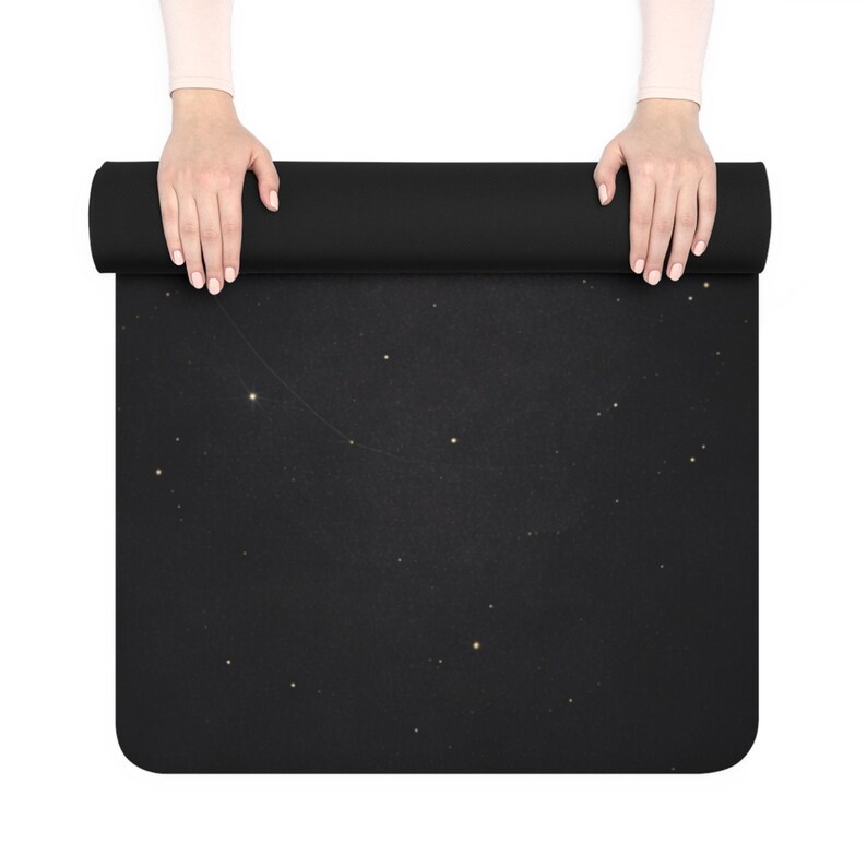 Black Celestial Yoga Mat – Gold Moon Phases, Astrology Workout Pilates (3mm) image 8