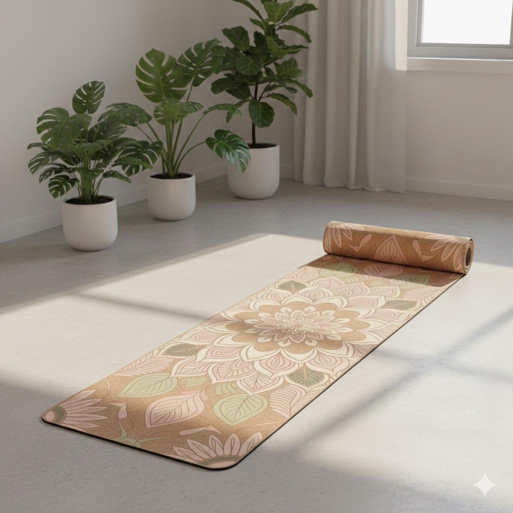 Mandala Suede Yoga Mat - Non Slip Natural Rubber Base - Aesthetic Boho ...