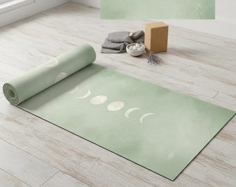Yogamatte mit Mondphasen – Beruhigende Meditations- & Pilatesmatte – Minimalistische ästhetische Trainingsmatte