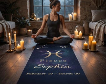 Pisces Sternzeichen Yogamatte - Astrologie Konstellation Yogamatte, himmlische Meditationsmatte, spirituelles Widder Geschenk