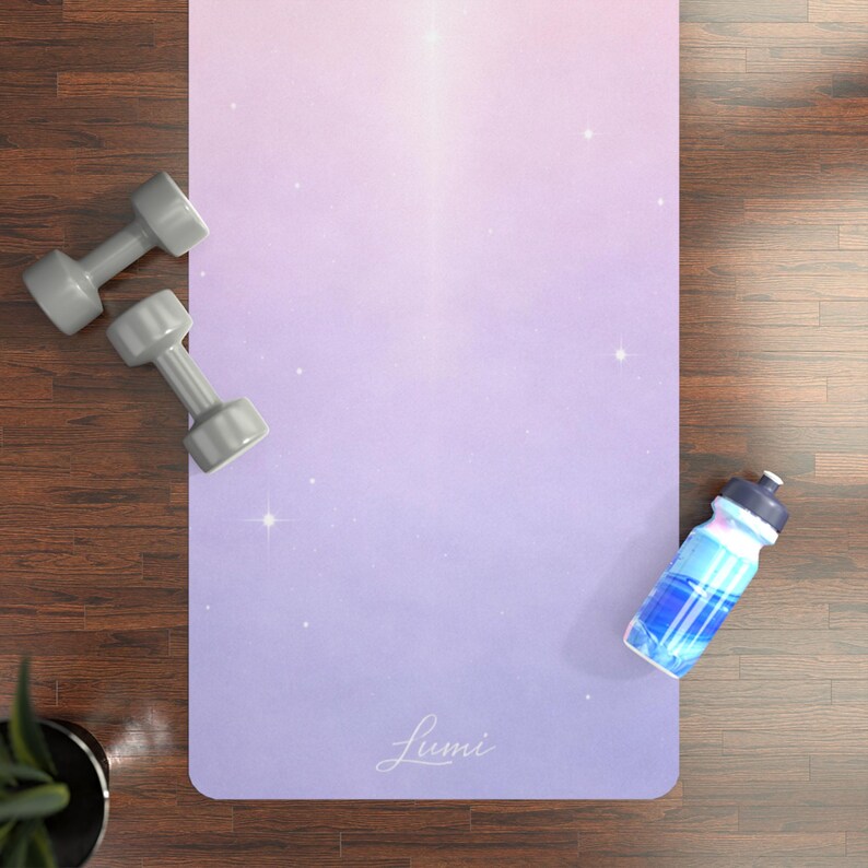 Pastel Pink & Lavender Yoga Mat, Gradient Pilates Design image 9