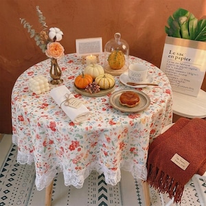 Floral Lace Tablecloth: Korean Style Polyester, Rectangular Dining Table Cover
