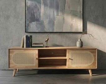 Mueble de TV de madera con cajones para sala de estar, consola rústica, credenza, mueble hecho a mano