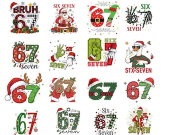 Paquete de memes navideños divertidos de Six Seven en formato PNG (descarga digital)