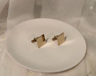 Vintage zwanen vierkante manchetknopen — klassieke goudkleurige minimalistische stijl