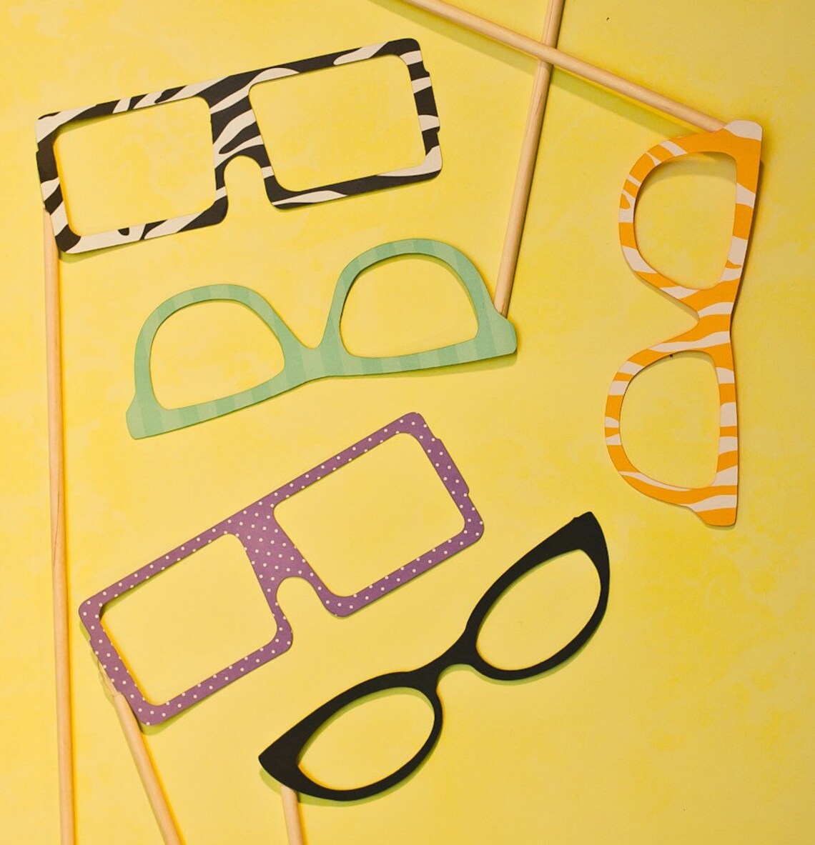 Glasses on a Stick Set of 5 Photo Booth Props Etsy