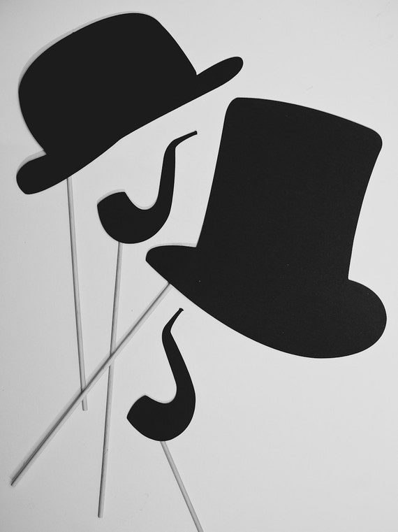 Hats & Pipes on a Stick Set of 4 Photo Booth Props Etsy