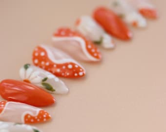 juego de uñas de flor de naranja