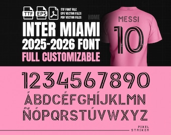 Inter Miami 2024/25 Jersey Font | Vector Typeface | Messi, Suárez, Jordi Alba | TTF, PDF, SVG