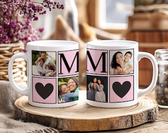 Mom Coffee Mug, Personalized with 6 Photos (11oz or 15oz)