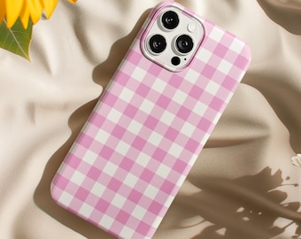Pink Gingham iPhone Case – Mag Safe Compatible, Cottagecore