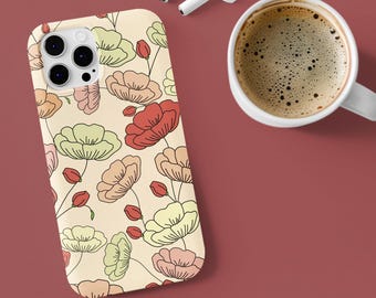 Poppy iPhone Case – Mag Safe Compatible, Vintage Floral Wildflowers