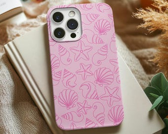 Funda rosa con forma de concha marina para iPhone – Compatible con MagSafe – Estilo costero