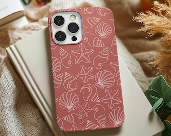 Funda para iPhone con diseño de concha de coral – Compatible con MagSafe, Mediterráneo
