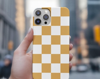 Funda amarilla a cuadros para iPhone – Compatible con MagSafe, estilo Cottagecore