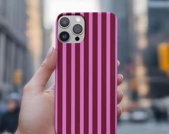 Pink Striped iPhone Case – Mag Safe Compatible, Preppy Style