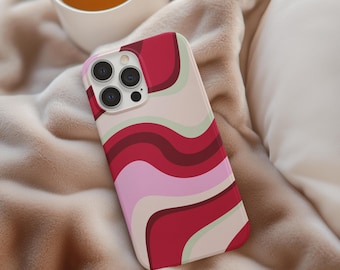 70s iPhone Case – Mag Safe Compatible, Retro Pink and Red Pattern