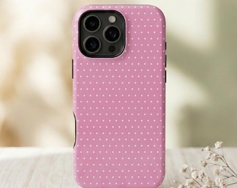 Pink Polka Dots iPhone Case – Mag Safe Compatible, Whimsical
