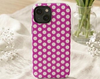 Pink Polka Dot iPhone Case – Mag Safe Compatible, Whimsical
