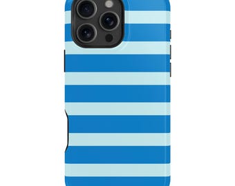 Blue Striped iPhone Case – Mag Safe Compatible, Cottagecore
