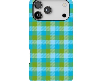 Bue Green Plaid iPhone Case – Mag Safe Compatible, Cottagecore