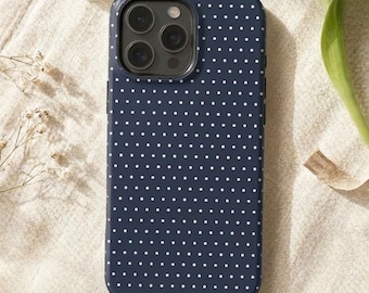 Navy with White Dots iPhone Case – Mag Safe Compatible, Whimsical